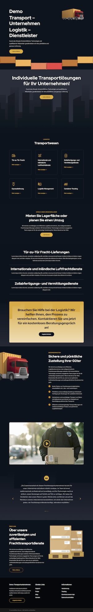 Logistik Transport Unternehmen Website Beispiel Demo