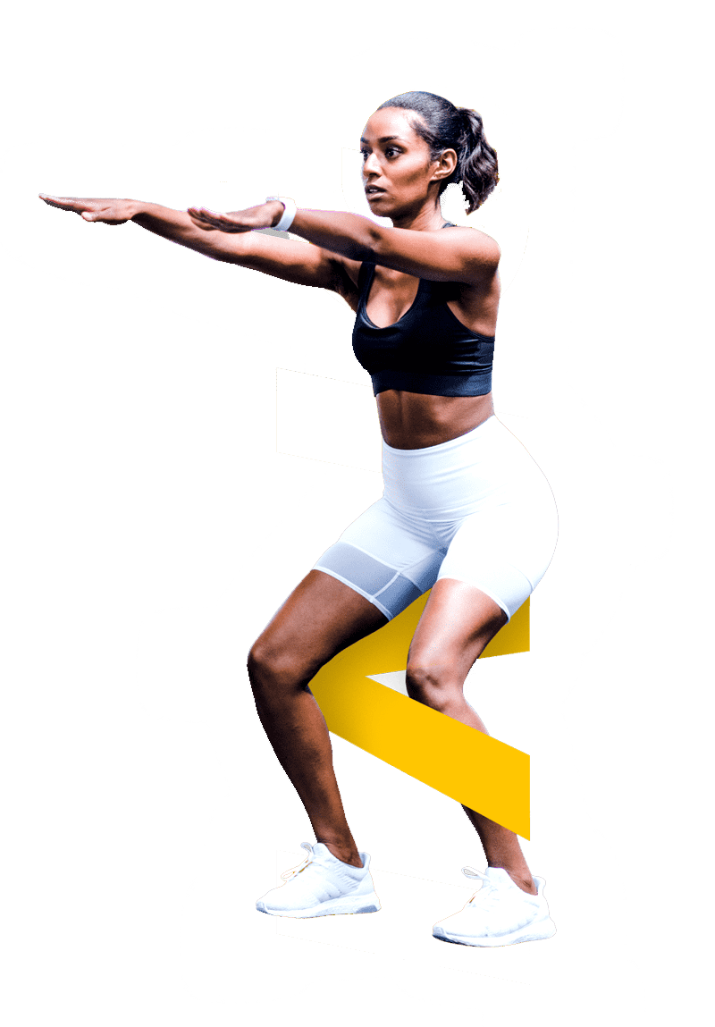 Fitness Coach Frau Kniebeuge